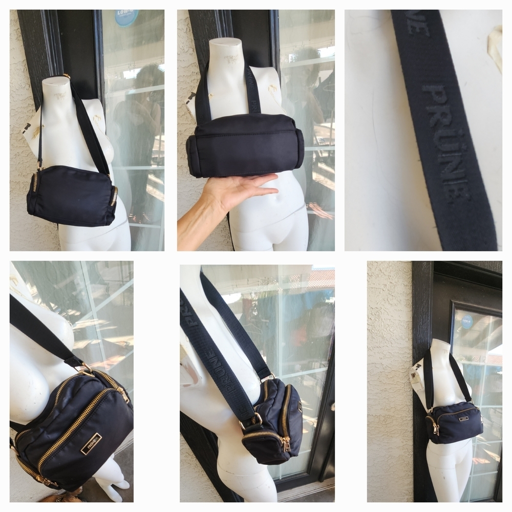 Prüne Black Crossbody Bag with Gold Accents - Picture 3 of 3